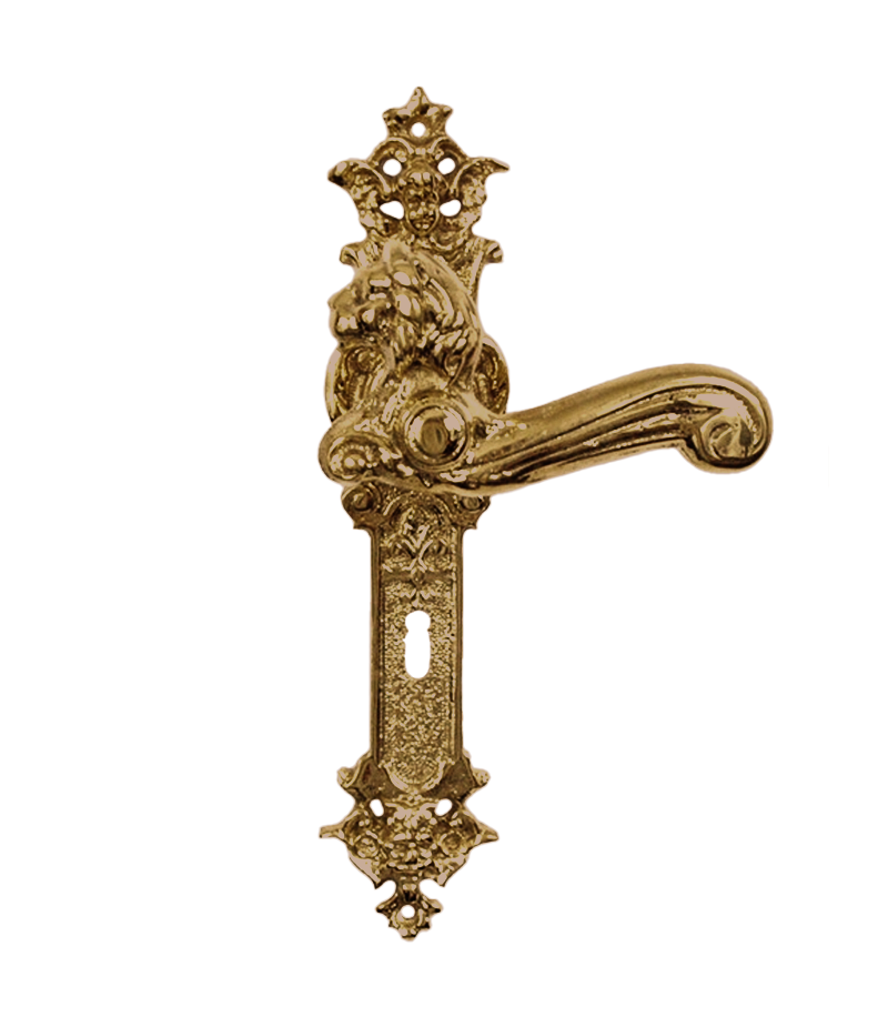 Gründerzeit Türdrücker für historische Zimmertür Messing (K-60) – Bild 3